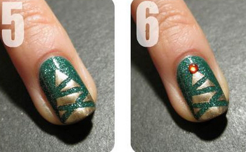 Hướng dẫn 2 cách vẽ nail cây thông Noel đáng yêu