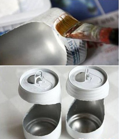 Nhặt nhạnh vỏ lon tái chế thành chậu cây mini