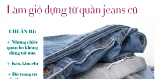 Làm giỏ đựng từ quần jeans cũ