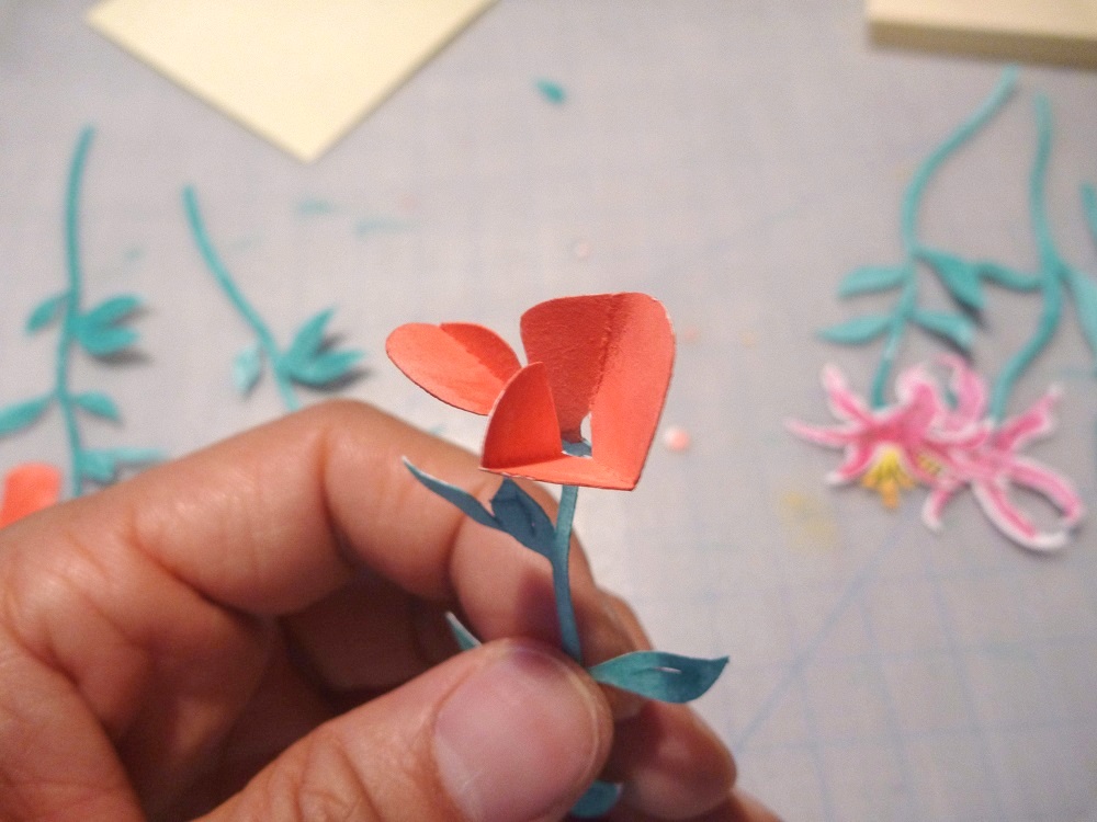 Làm thiệp 3D bình hoa tươi khoe sắc