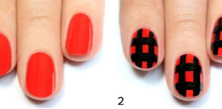 Vẽ nail caro đỏ rực rỡ đi chơi ngày Tết - 1