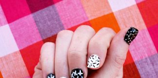 Vẽ nail họa tiết đen trắng cực cute