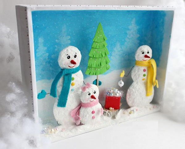 Khung tranh gia đình người tuyết trang trí Giáng sinh - 12