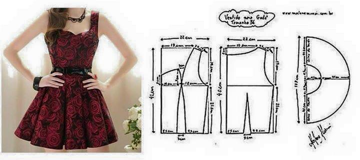 Chart may váy xòe chi tiết đến từng centimet cho bạn