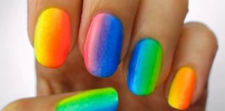 Cách vẽ nail 7 sắc cầu vồng cực đơn giản