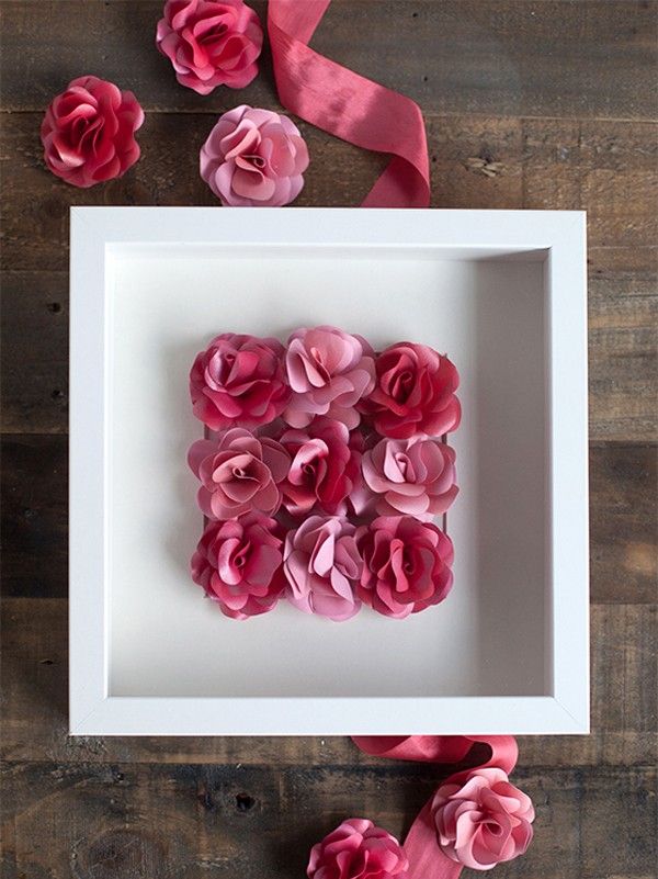 Làm tranh hoa hồng bằng giấy dễ thương tỏ tình Valentine