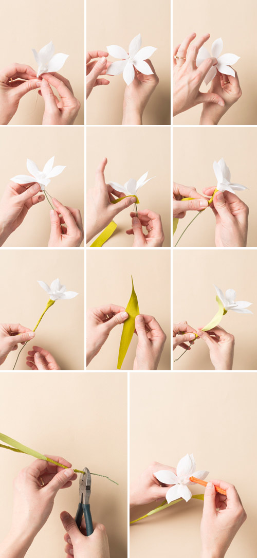 Cách làm hoa thủy tiên bằng giấy nhún trông như thật