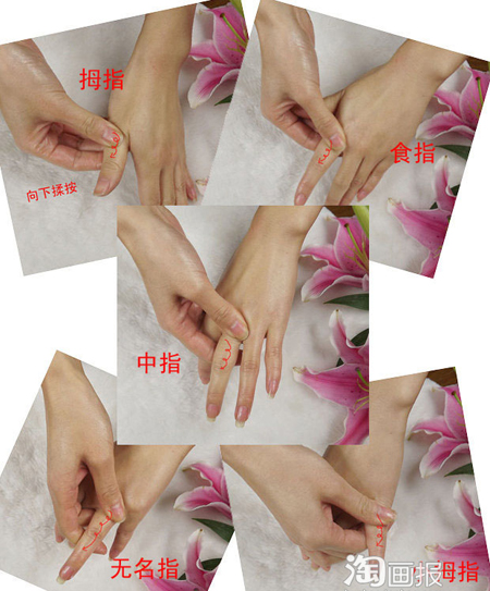 Lần lượt massage các ngón tay