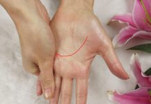 Hướng dẫn massage tay mùa đông Miết nhiều lần ngang lòng bàn tay theo chiều mũi tên