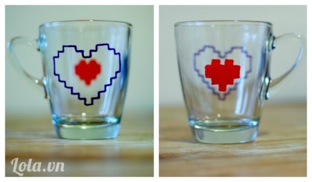 Vẽ trang trí cốc thủy tinh hình trái tim tặng quà Valentine - 3
