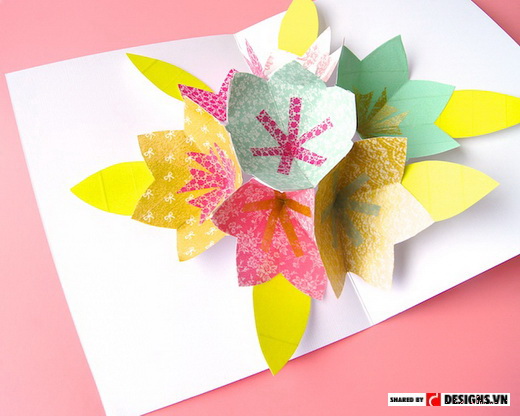 Hướng dẫn làm thiệp 3d sinh nhật hình hoa đẹp mắt