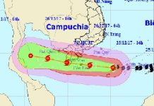Tối nay bão Tembin vào Cà Mau