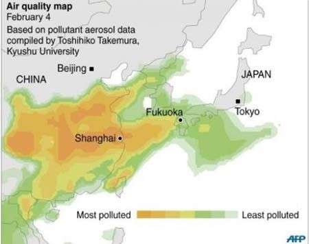Khói bụi ô nhiễm từ Trung Quốc lan sang Nhật