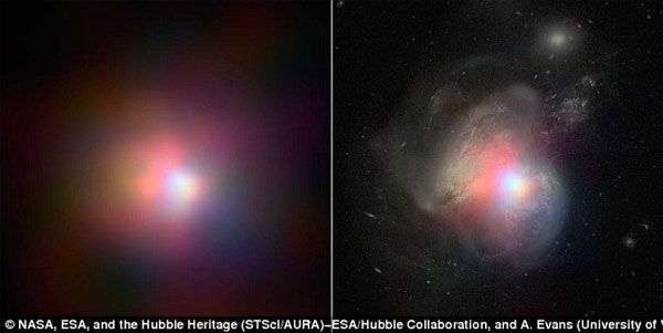 Quan sát được cảnh 2 thiên hà va chạm nhau tạo ra hố đen