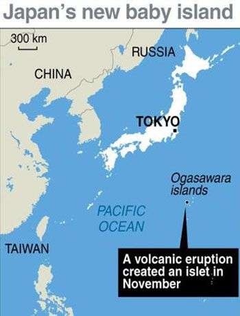 Đảo mới ở Nhật Bản tiếp tục mở rộng diện tích
