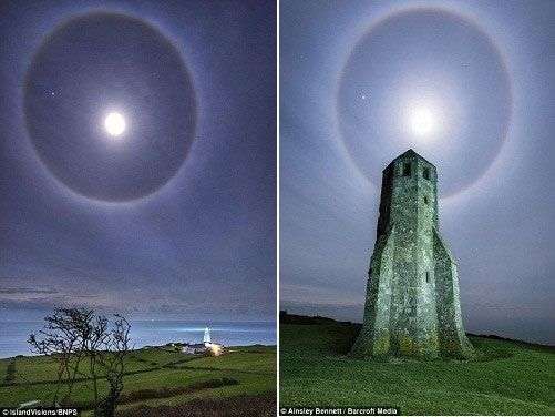 Vầng hào quang của mặt trăng xuất hiện ở Anh