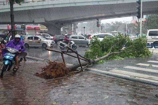 Vào thủ đô Hà Nội, bão suy yếu thành áp thấp nhiệt đới