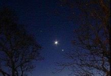 Sao Hỏa, Mặt Trăng và sao Kim xếp thẳng hàng trên bầu trời Anh