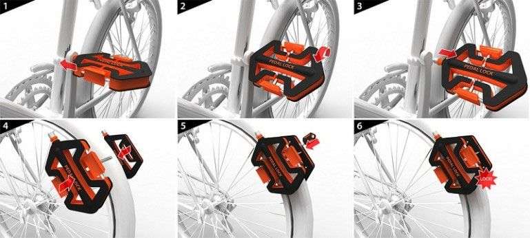 Khóa xe đạp tích hợp với pedal