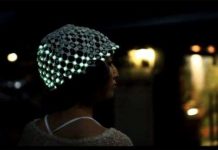 Mũ phát sáng theo cử động của đầu