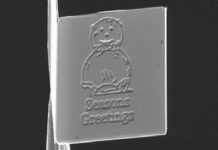 Tấm thiệp Giáng sinh nhỏ nhất thế giới chỉ bằng nửa sợi tóc