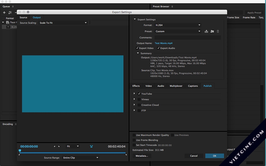 Cách render video trực tiếp từ Adobe Media Encoder lên Youtube và Vimeo