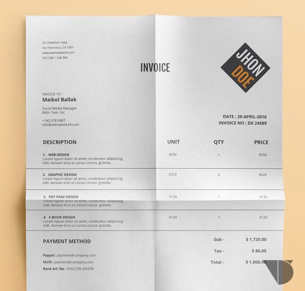 10 mẫu Invoice miễn phí dành cho các nhà sáng tạo