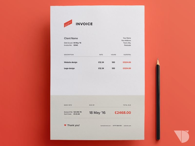 10 mẫu Invoice miễn phí dành cho các nhà sáng tạo