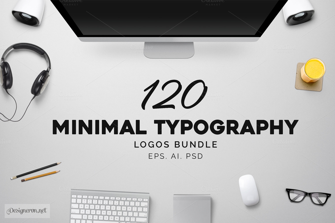 [PSD/AI]120 Typography Minimal Logos Bundle