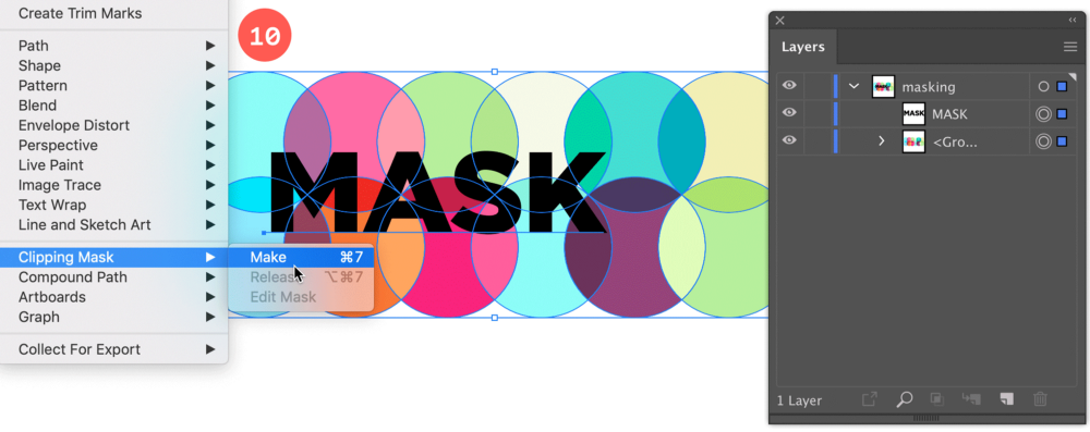 Tạo văn bản đầy màu sắc bằng kỹ thuật Mask trong Illustrator