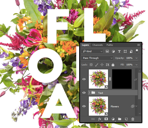 Cách tạo hiệu ứng chữ lồng vào hoa cỏ trong Photoshop