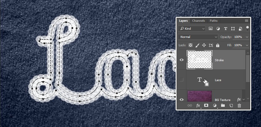 Cách tạo hiệu ứng ren cho chữ trong Adobe Photoshop