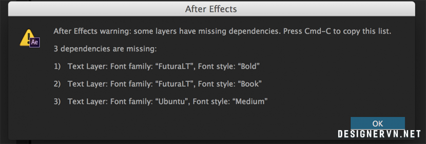 Làm thế nào để tìm các file bị thiếu trong After Effects