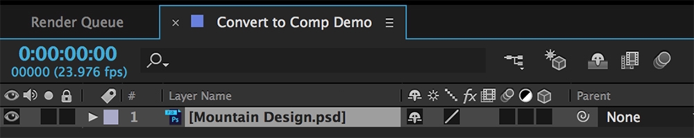 Nhập file PSD vào Composition đơn giản trên After effect