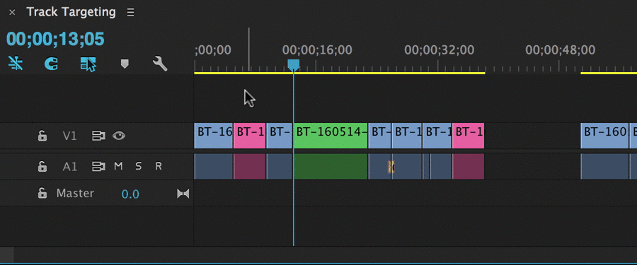 Sử dụng Track Targeting để  điều hướng Timeline trong Premiere Pro
