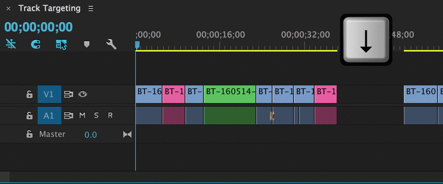 Sử dụng Track Targeting để  điều hướng Timeline trong Premiere Pro