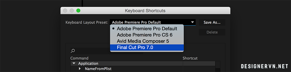 Cách thay đổi phím tắt trên Premiere Pro thành phím tắt Final Cut Pro