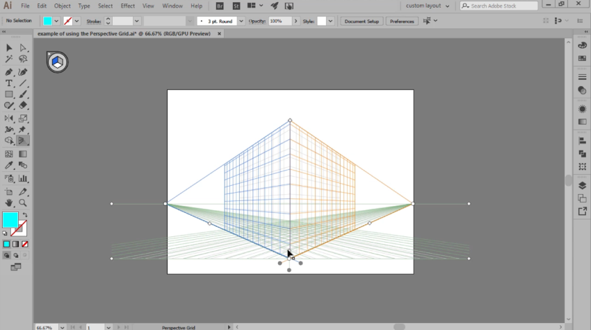 [Illustrator cơ bản] Bài 24: Tìm hiểu về Perspective grids tool - mạng lưới theo phối cảnh