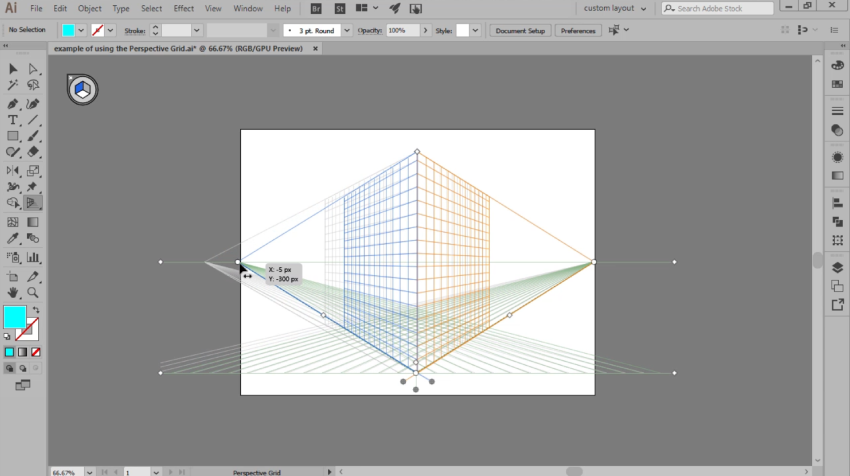 [Illustrator cơ bản] Bài 24: Tìm hiểu về Perspective grids tool - mạng lưới theo phối cảnh