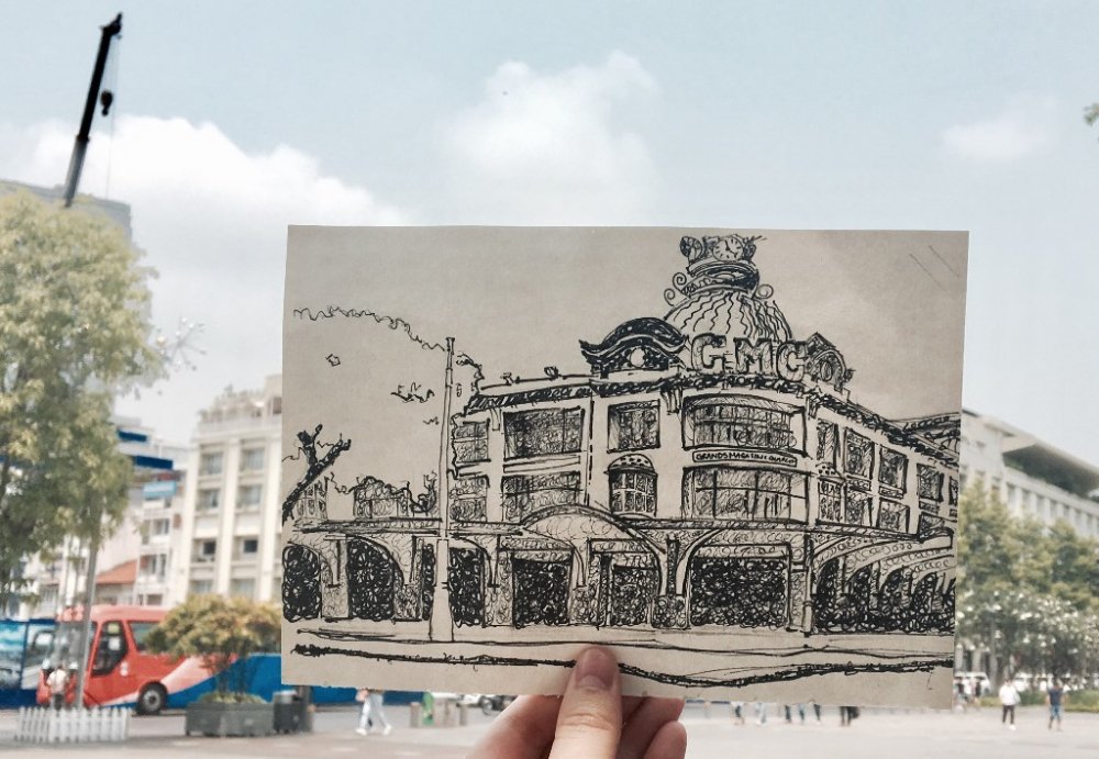 Ngắm Sài Gòn khác lạ trước 1975 qua nét vẽ sinh viên