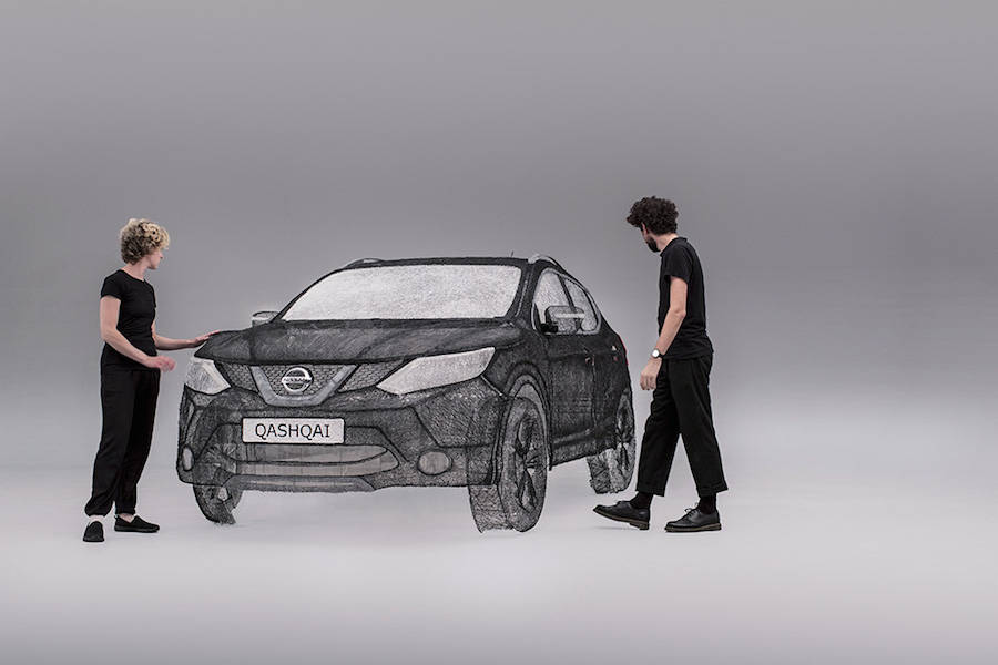 Bức tranh 3D Sculpture của xe Nissan bằng bút 3D 3Doodler
